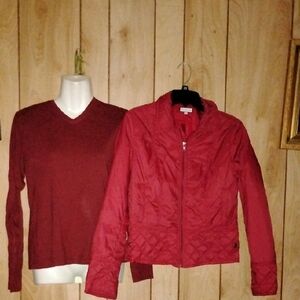 Woolrich Women's TOP& Mythology Jacket in Deep Red#FREEWOOLRICH TOP
